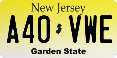 NJ license plate A40VWE