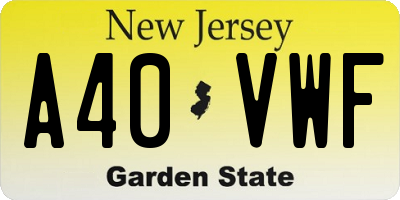 NJ license plate A40VWF