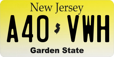 NJ license plate A40VWH