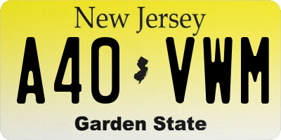 NJ license plate A40VWM