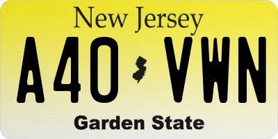 NJ license plate A40VWN