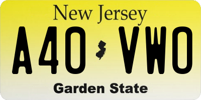 NJ license plate A40VWO