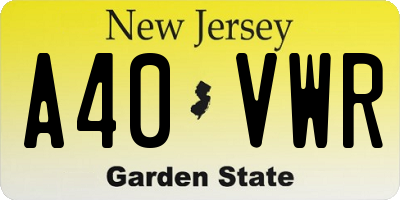 NJ license plate A40VWR
