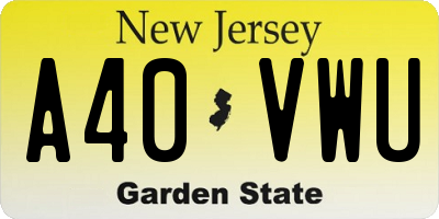 NJ license plate A40VWU
