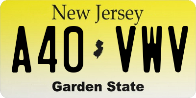 NJ license plate A40VWV