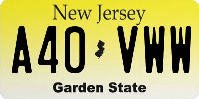 NJ license plate A40VWW