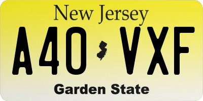NJ license plate A40VXF