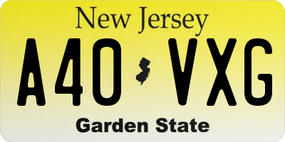 NJ license plate A40VXG