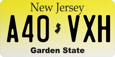 NJ license plate A40VXH
