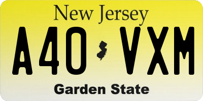 NJ license plate A40VXM