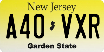 NJ license plate A40VXR