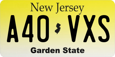 NJ license plate A40VXS