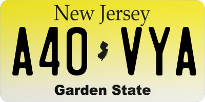 NJ license plate A40VYA