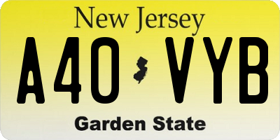 NJ license plate A40VYB