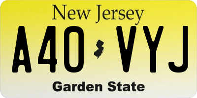 NJ license plate A40VYJ