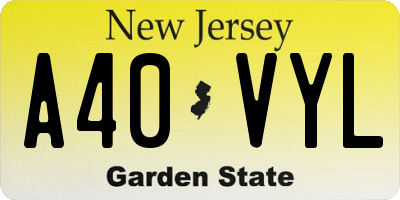 NJ license plate A40VYL