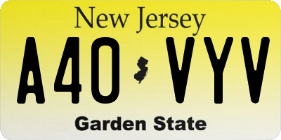 NJ license plate A40VYV