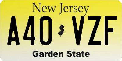 NJ license plate A40VZF