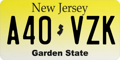 NJ license plate A40VZK