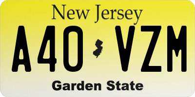 NJ license plate A40VZM