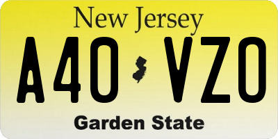 NJ license plate A40VZO