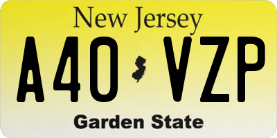 NJ license plate A40VZP