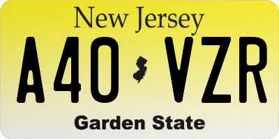NJ license plate A40VZR