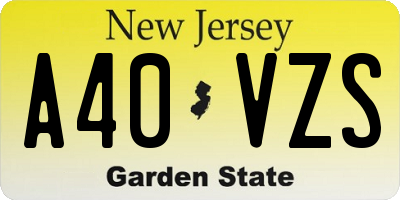 NJ license plate A40VZS