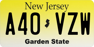 NJ license plate A40VZW