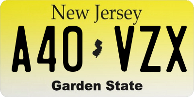 NJ license plate A40VZX