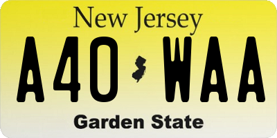 NJ license plate A40WAA