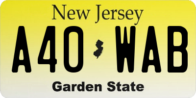NJ license plate A40WAB