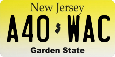 NJ license plate A40WAC