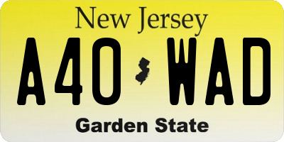 NJ license plate A40WAD