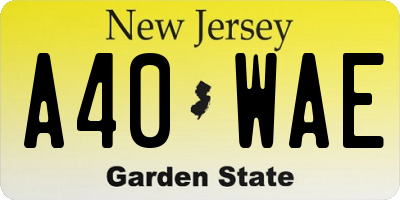 NJ license plate A40WAE