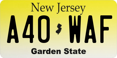 NJ license plate A40WAF