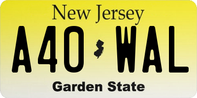 NJ license plate A40WAL
