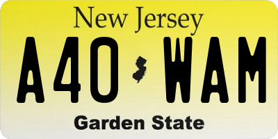 NJ license plate A40WAM