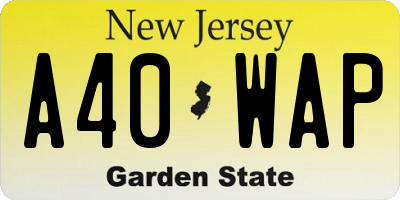 NJ license plate A40WAP