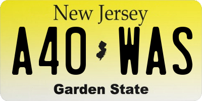 NJ license plate A40WAS