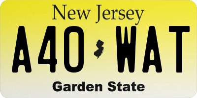 NJ license plate A40WAT