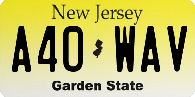 NJ license plate A40WAV