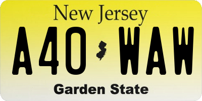 NJ license plate A40WAW