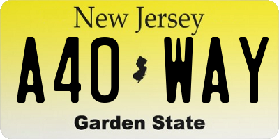 NJ license plate A40WAY