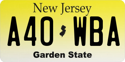 NJ license plate A40WBA