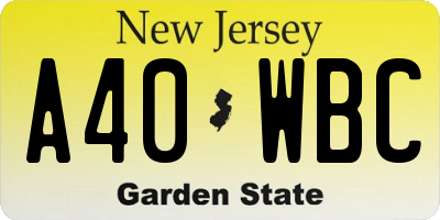 NJ license plate A40WBC
