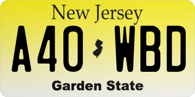 NJ license plate A40WBD