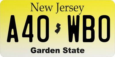 NJ license plate A40WBO