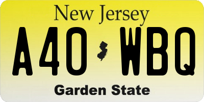 NJ license plate A40WBQ