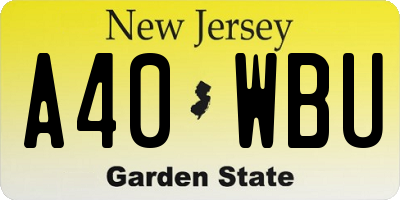 NJ license plate A40WBU